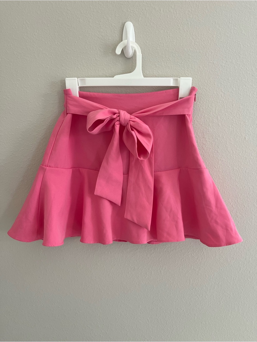 Zara Pink High-Waisted Ruffled Bow Skort, Size S